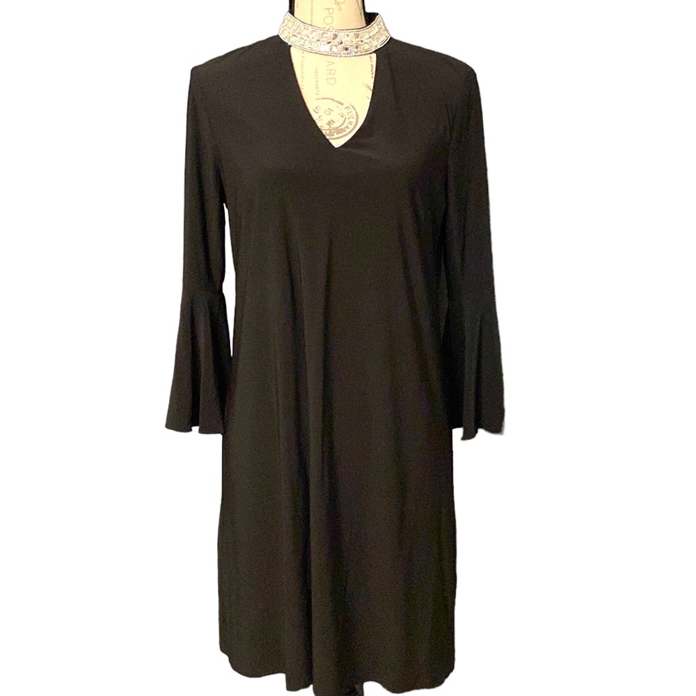 MSK Medium Beautiful Rhinestone Neck Collar Stretchable Black Cocktail Dress